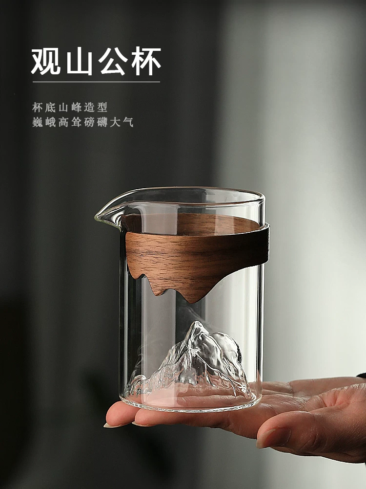 Bộ ấm trà Kung Fu với tách trà bằng thủy tinh, cốc uống trà, bộ lọc trà hình núi sáng tạo, bộ lọc trà, phụ kiện bộ trà, dụng cụ chia trà.