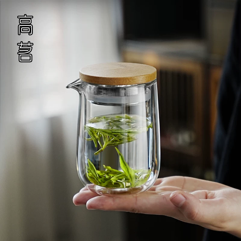 Bình pha trà trà xanh, ngăn cách trà và nước, hai lớp kính, chống bỏng, chịu nhiệt, dùng cho gia đình và du lịch, mẫu cao cấp mới năm 2025