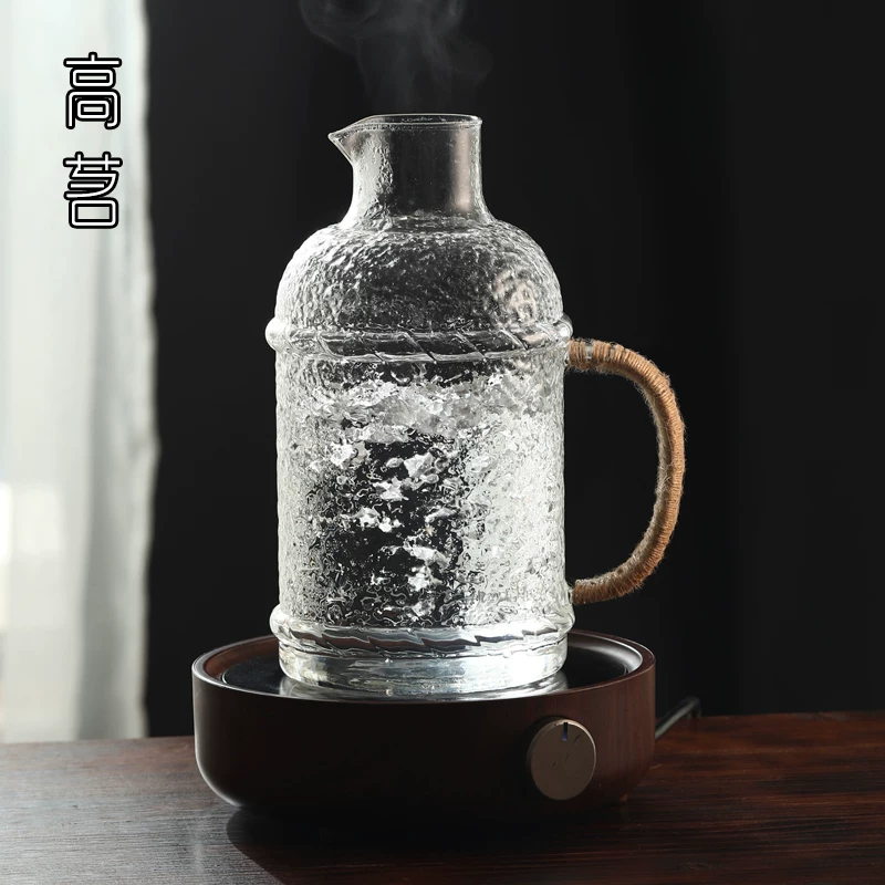 Bộ bình nước lạnh và cốc thủy tinh chịu nhiệt cao mùa hè dùng trong phòng khách, chống nổ, dung tích lớn 2 lít.