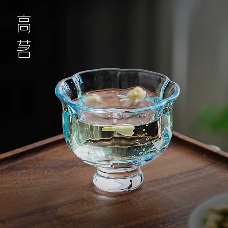 Tách trà nhỏ bằng thủy tinh, tách chủ, tách đơn để uống trà, cảm giác cao cấp, dùng cá nhân của phụ nữ, tách nếm trà tinh tế cao cấp