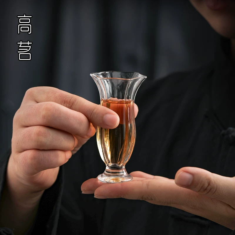 Tách trà ngâm hương kiểu Nhật, cốc trà nhỏ bằng thủy tinh trong suốt hình hoa sáng tạo dành cho phụ nữ uống trà hoa, cốc nhỏ gia dụng