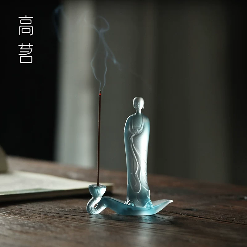 Giá đỡ nhang thủ công kiểu Nhật làm bằng gốm tráng men, giá đỡ nhang bằng gỗ đàn hương, lư hương, đồ trang trí lễ trà tại nhà theo phong cách Thiền, giá đỡ nhang.