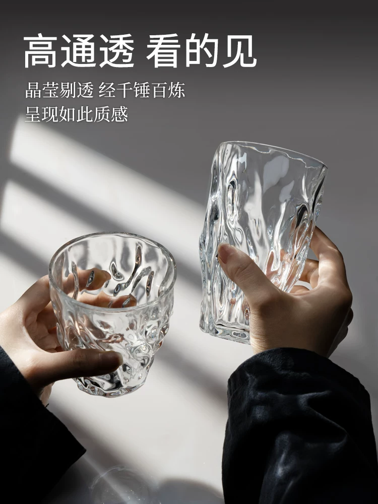Ly nước thủy tinh pha lê, thẩm mỹ cao, ly nước ép một lớp phong cách ins, dày dặn dùng trong gia đình, ly uống nước cá nhân và ly cà phê.
