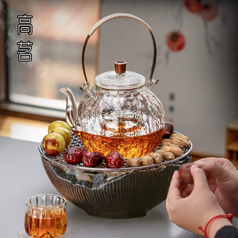 Bộ ấm trà bếp điện gốm sứ kiểu Nhật cổ điển, mẫu mới 2025, cao cấp, phong cách thiền, hoạt động êm ái