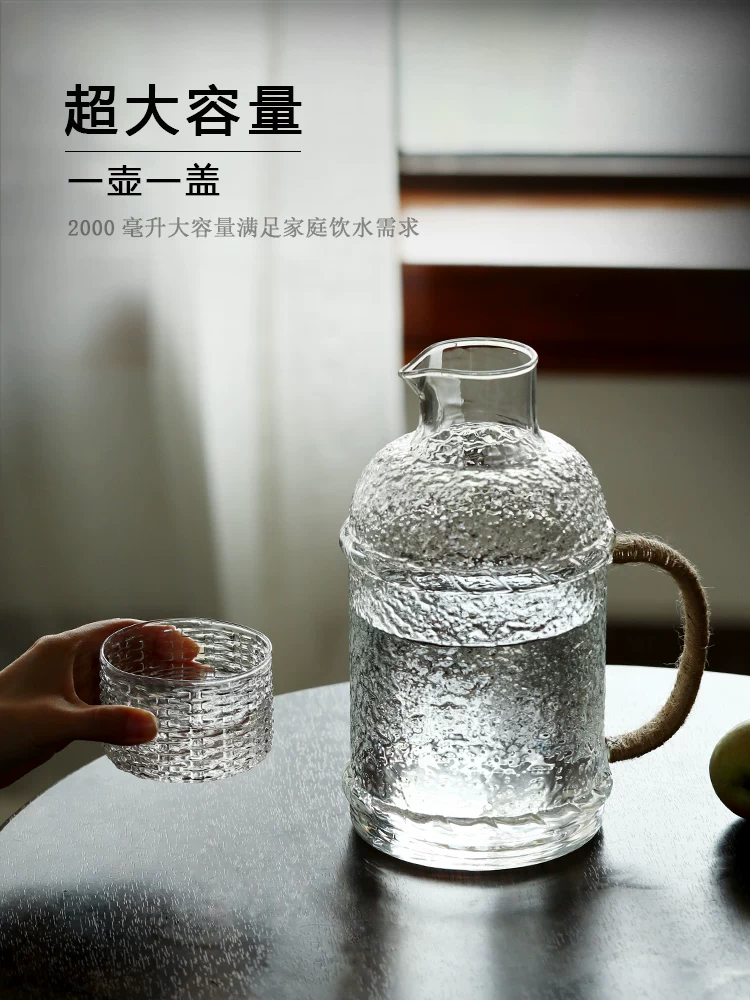 Bình nước chanh dung tích lớn chịu nhiệt cao, ấm thủy tinh dùng trong gia đình, ấm trà retro pha lạnh.
