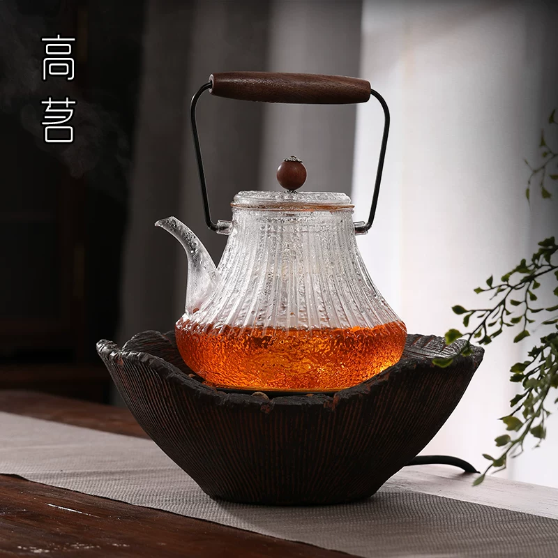 Ấm trà cổ điển kiểu Nhật có tay cầm, bình pha trà bằng thủy tinh, bình hấp trà dạng phun, bộ ấm trà bằng gốm điện chịu nhiệt độ cao dùng trong gia đình