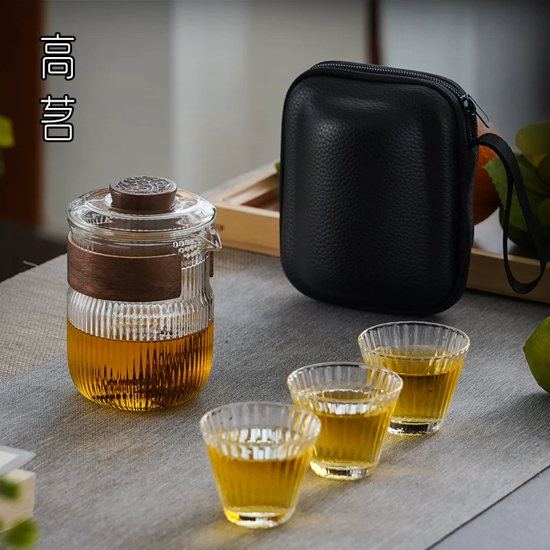 Bộ ấm chén nhanh gọn gồm một ấm và ba chén, bộ ấm trà du lịch kiểu Nhật, cốc pha trà nhỏ gọn tiện dụng cho người lười biếng ngoài trời.