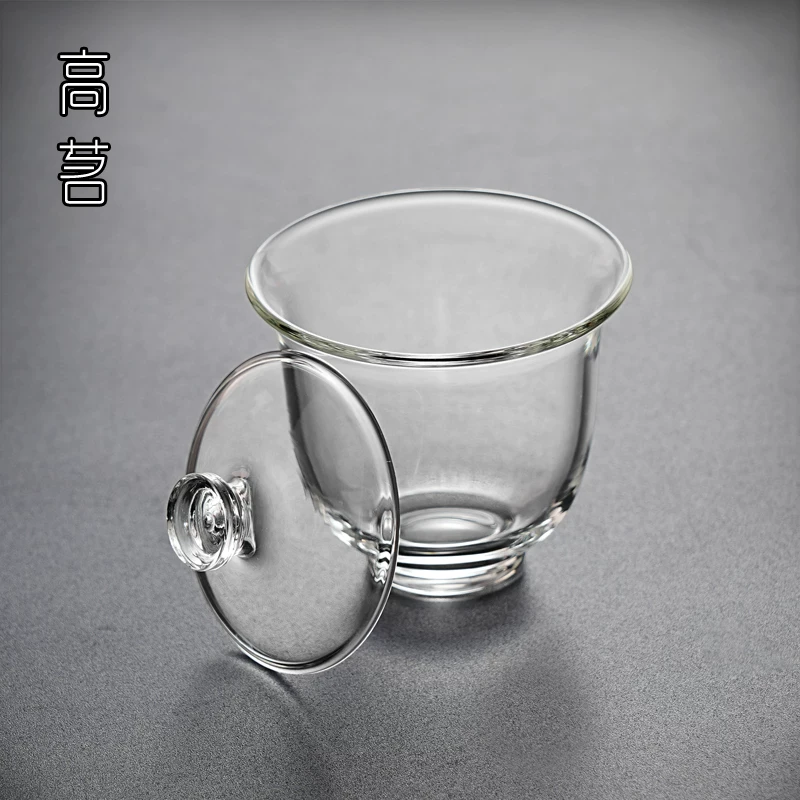 Tách trà nhỏ có nắp, mẫu mới 2025, dùng trong gia đình, chén trà thủy tinh nhỏ trong suốt dùng cho một người, chén pha trà không gây nóng tay.