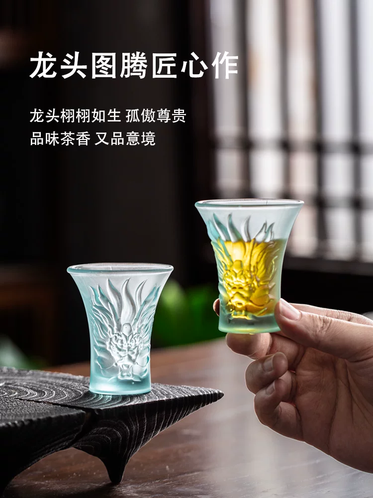 Cốc trà rồng tráng men, cốc trà cổ điển cá nhân, cốc đơn, cốc nếm trà kung fu kiểu Trung Quốc tinh tế cao cấp.