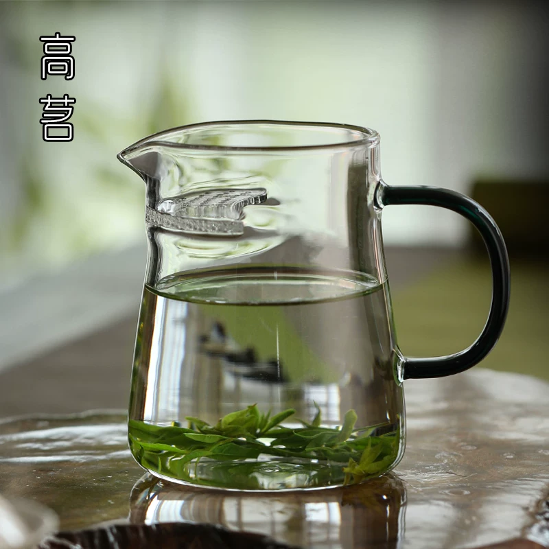 Ấm trà thủy tinh dày cao cấp tích hợp lưới lọc trà, hình lưỡi liềm có bộ lọc trà, dùng để pha trà xanh, bộ ấm chén.