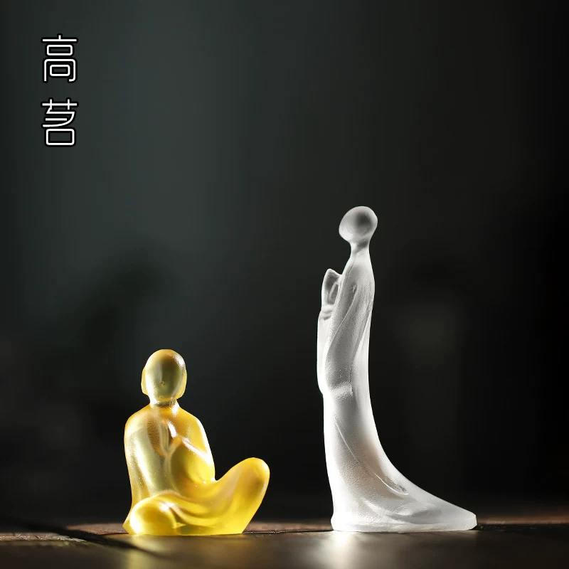 Tượng Phật nhỏ bằng thủy tinh, không định hình, tu sĩ mới, đồ trang trí nhà sáng tạo, phụ kiện bộ trà Kung Fu, vật trang trí trà Zen, phụ kiện trà đạo