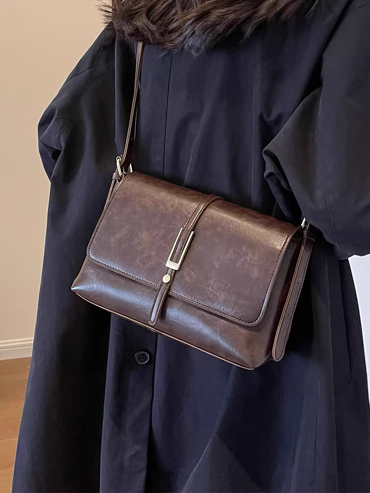 Túi đeo chéo nữ kiểu retro, dung tích lớn, mẫu mới 2025, phong cách thường ngày, đa năng thu đông, túi vuông nhỏ