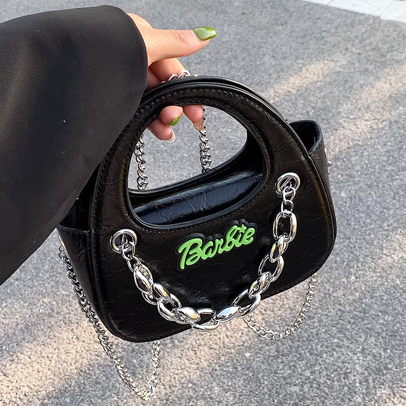 Túi xách nhỏ màu đen dành cho nữ, mẫu mới 2025, thời thượng, cao cấp, thiết kế độc đáo, túi đeo chéo dây xích mùa thu đông