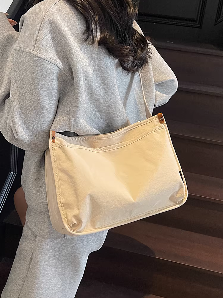 Túi vải bố nữ, dung tích lớn, kiểu mới xuân hè 2025, đơn giản và đa năng, đeo vai/chéo, túi tote phong cách giản dị