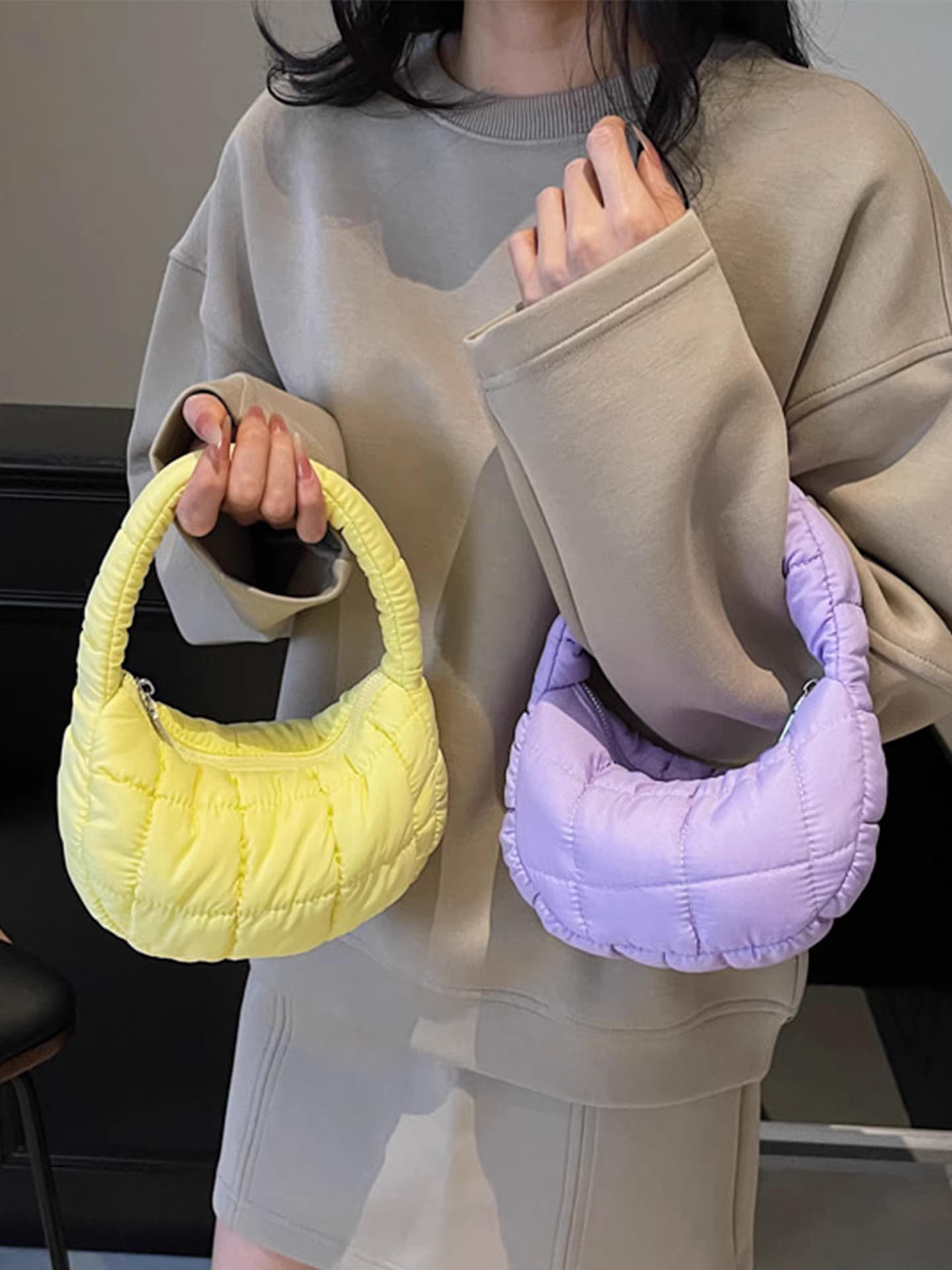 Túi vải canvas cao cấp dành cho nữ, mẫu mới thời trang thu đông 2025, túi bánh bao hot trên mạng xã hội.