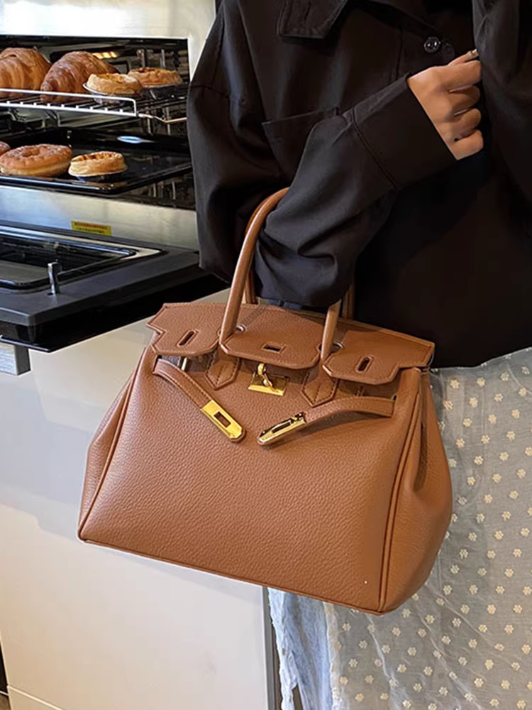 Túi xách nữ dung tích lớn, đa năng cho mùa xuân hè, mẫu túi đeo chéo retro mới năm 2025, túi xách đeo tay thường ngày, túi Kelly mạ bạch kim dành cho người đi làm