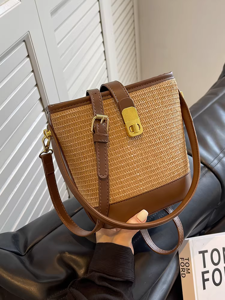 Túi cói dệt nữ 2025 thiết kế độc đáo, túi đeo chéo đa năng kiểu Thái, túi xách cao cấp, túi bucket