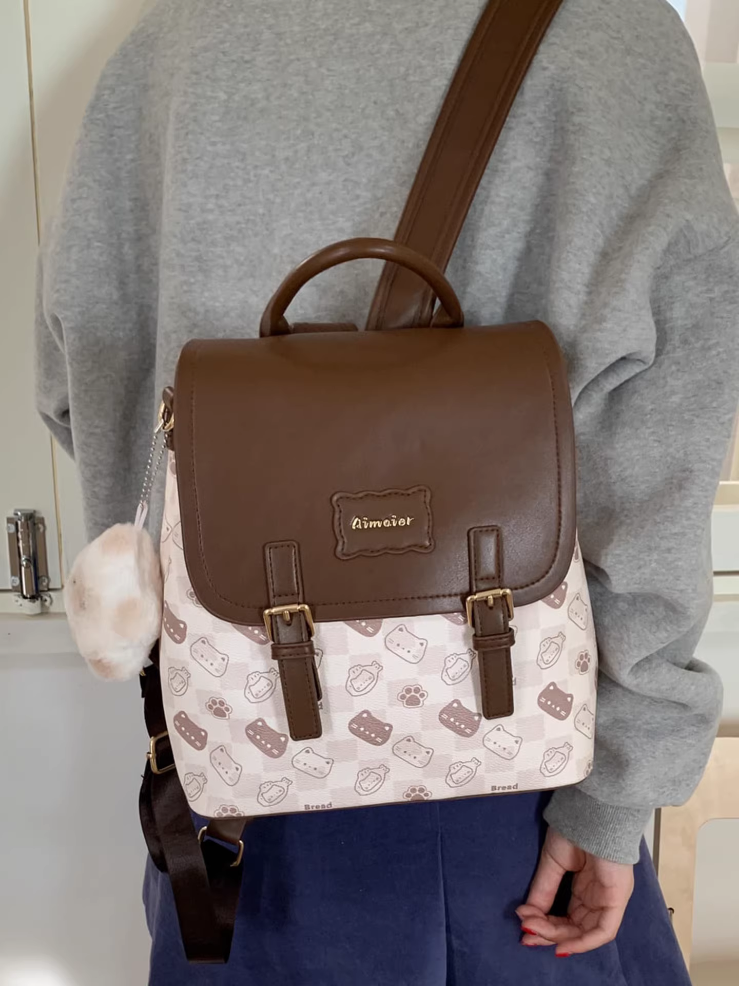 Ba lô dành cho nữ, sức chứa lớn, túi đi học thông thường dành cho học sinh, phong cách Anh, xu hướng thời trang đường phố, ba lô du lịch nhẹ