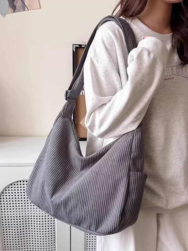 Túi vải bố nữ, dung tích lớn, mẫu mới thu đông 2025, túi đeo chéo đa năng, túi đi làm phong cách giản dị.
