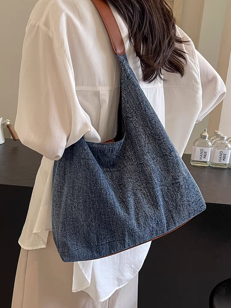 Túi denim nữ, cao cấp, mẫu mới thu đông 2025, đa năng, đeo vai, túi tote đi làm