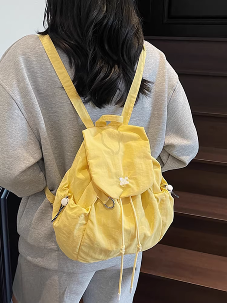 Ba lô vải canvas nữ, thiết kế độc đáo, mẫu mới 2025 phong cách Hàn Quốc, balo học sinh, balo du lịch xếp ly nhẹ