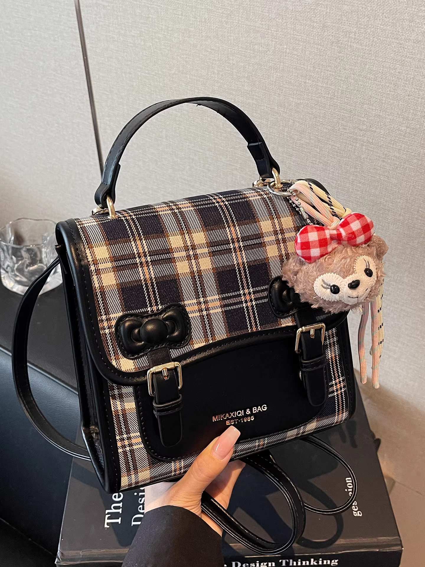 Ba lô kẻ sọc cho nữ, thời trang, giản dị, đa năng, cặp đi học cho học sinh, ba lô du lịch phong cách Hàn Quốc, túi đeo chéo đa năng