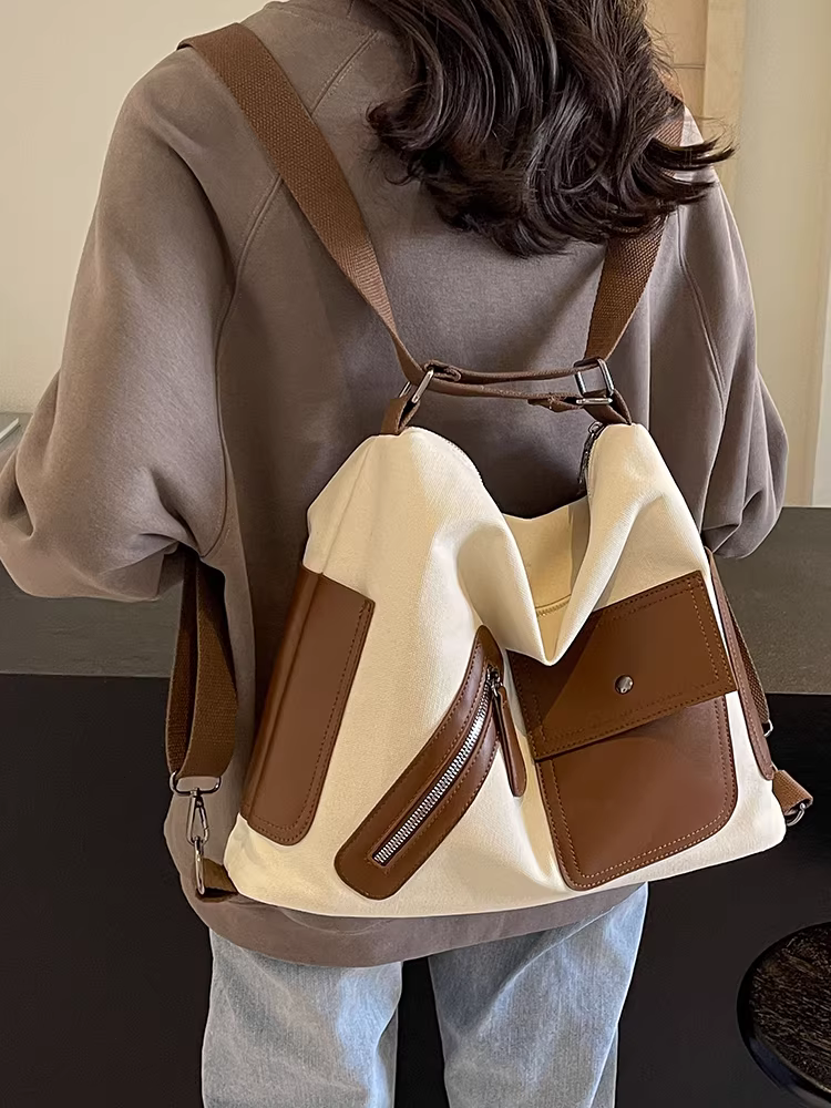 Túi tote nữ 2025 mẫu mới, balo đi làm cỡ lớn đa năng, chất liệu canvas, thời trang, balo du lịch