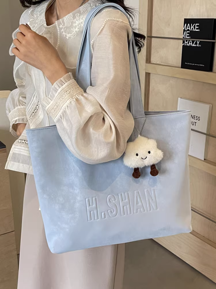 Túi xách nữ dung tích lớn, kiểu mới xuân hè 2025, đa năng, đơn giản, đeo vai, túi tote giản dị dành cho sinh viên đi học