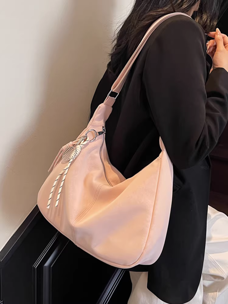 Túi da mềm đơn giản, dung tích lớn dành cho nữ, mẫu mới 2025, thời trang đa năng, đeo vai, đeo chéo, kiểu dáng bánh bao, tiện dụng đi làm