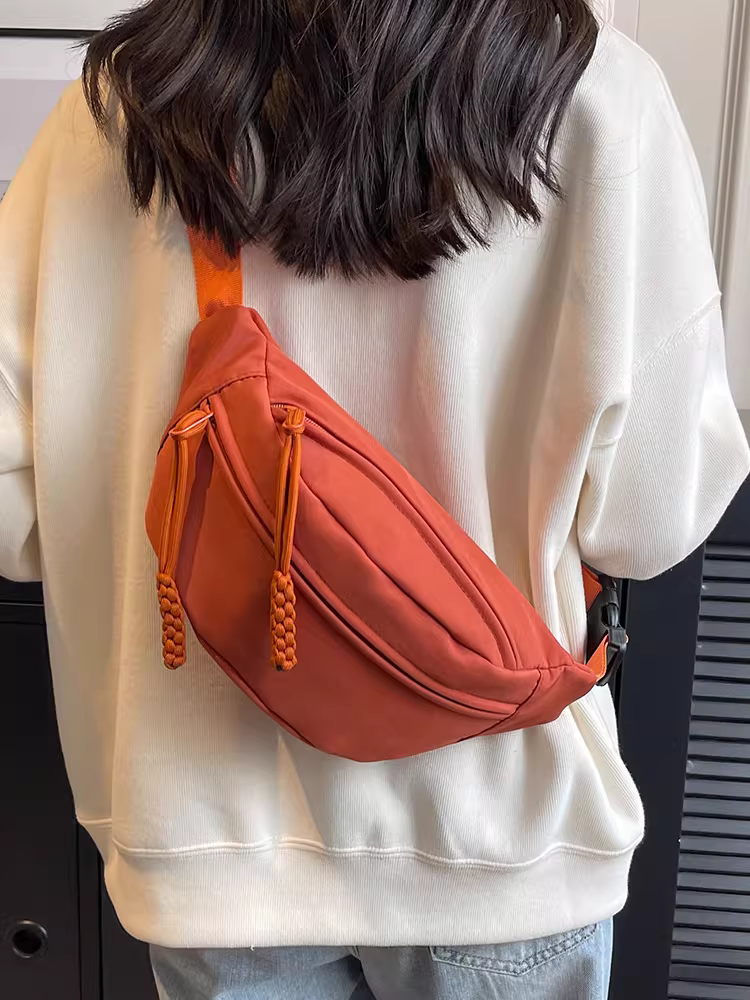 Túi vải canvas nhỏ gọn thời trang dành cho nữ 2025, túi đeo chéo mới mẻ, túi thể thao đeo ngực, túi vải đa năng, túi đeo hông nữ