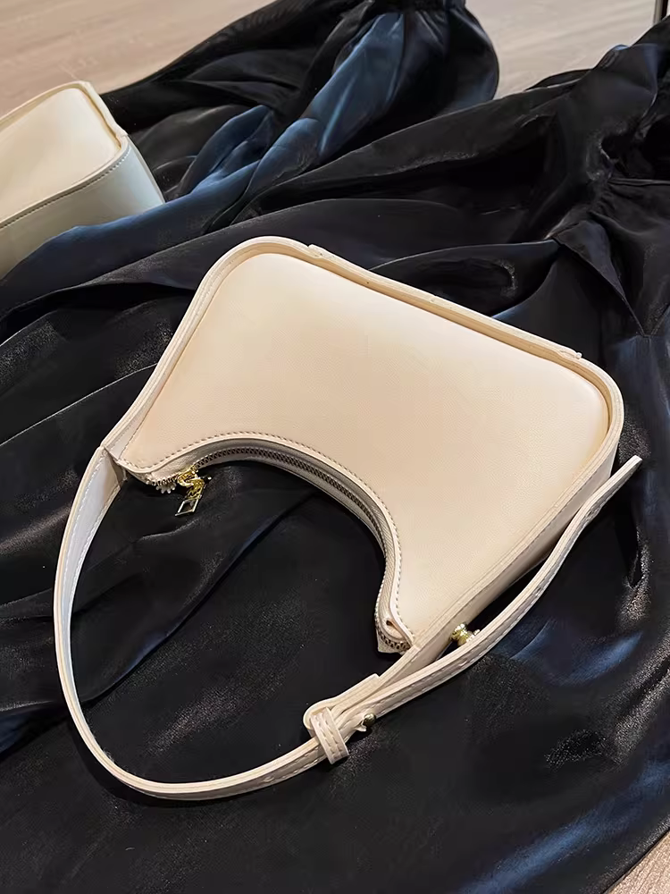 Túi xách cao cấp dành cho nữ 2025, mẫu mới thu đông, đa năng, phong cách Pháp, túi xách trắng, túi đeo vai, túi baguette, túi kẹp nách