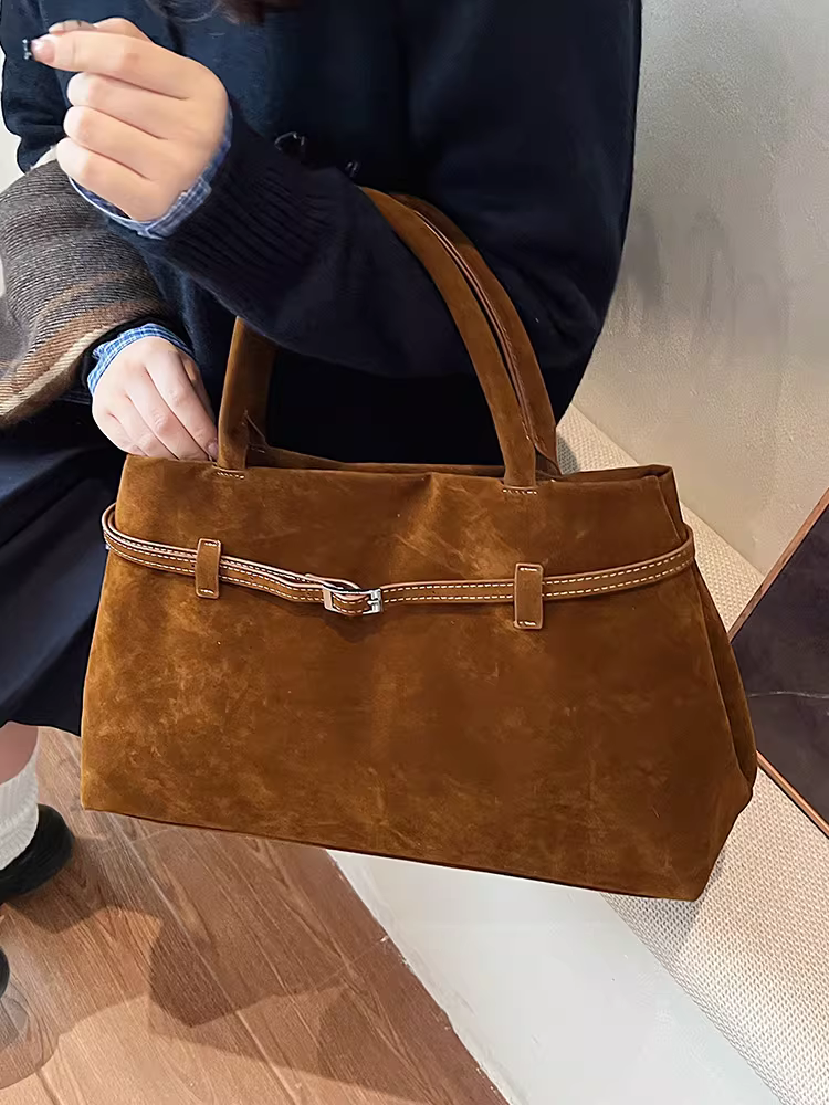 Túi da lộn nữ, dung tích lớn, mẫu mới thu đông 2025, đa năng, đeo vai, đeo nách, đi làm, đi chơi