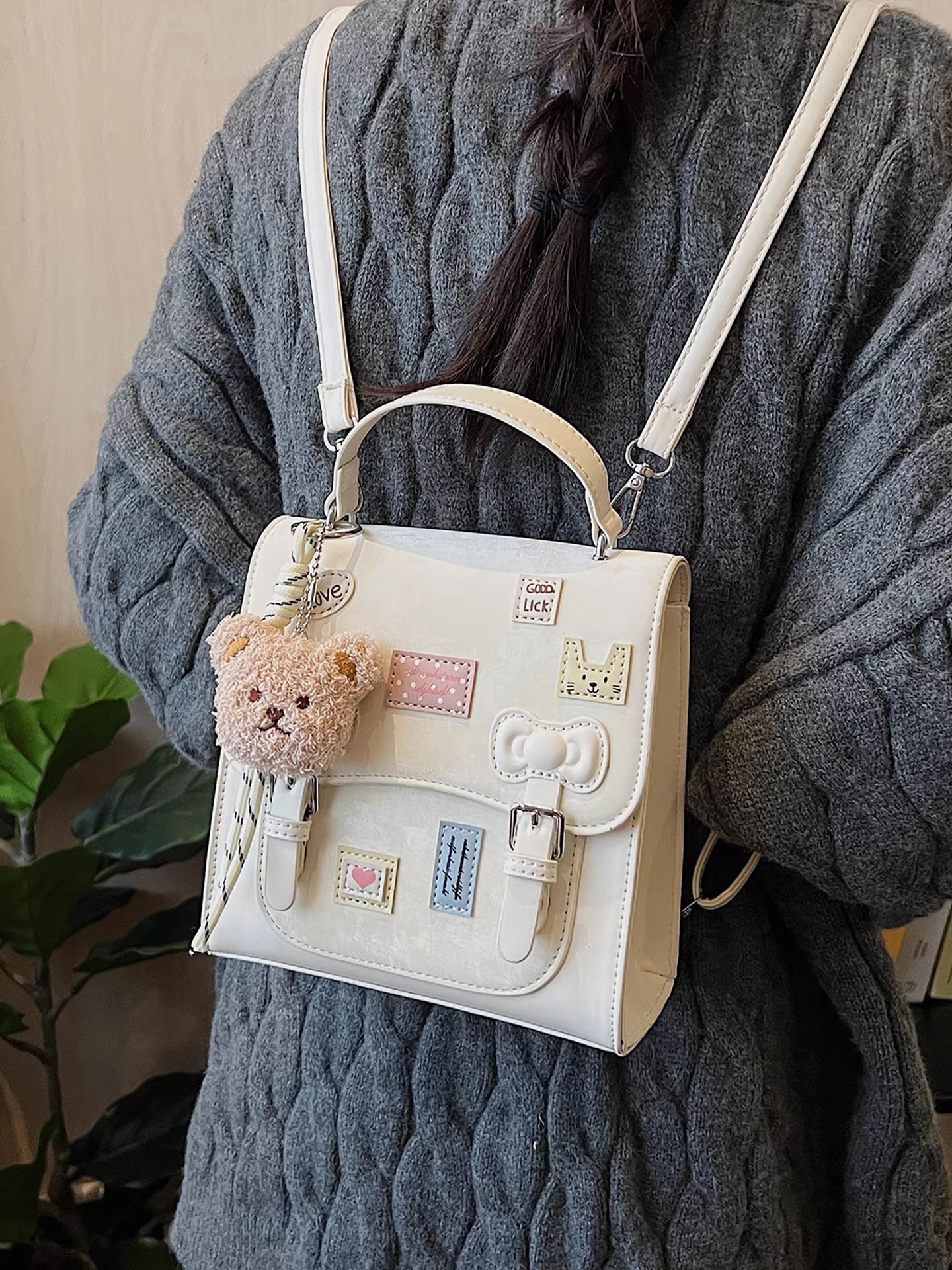 Ba lô retro dành cho nữ, thời trang, giản dị, thiết kế độc đáo, túi đi học dành cho học sinh, ba lô du lịch thời trang đường phố phong cách Hàn Quốc