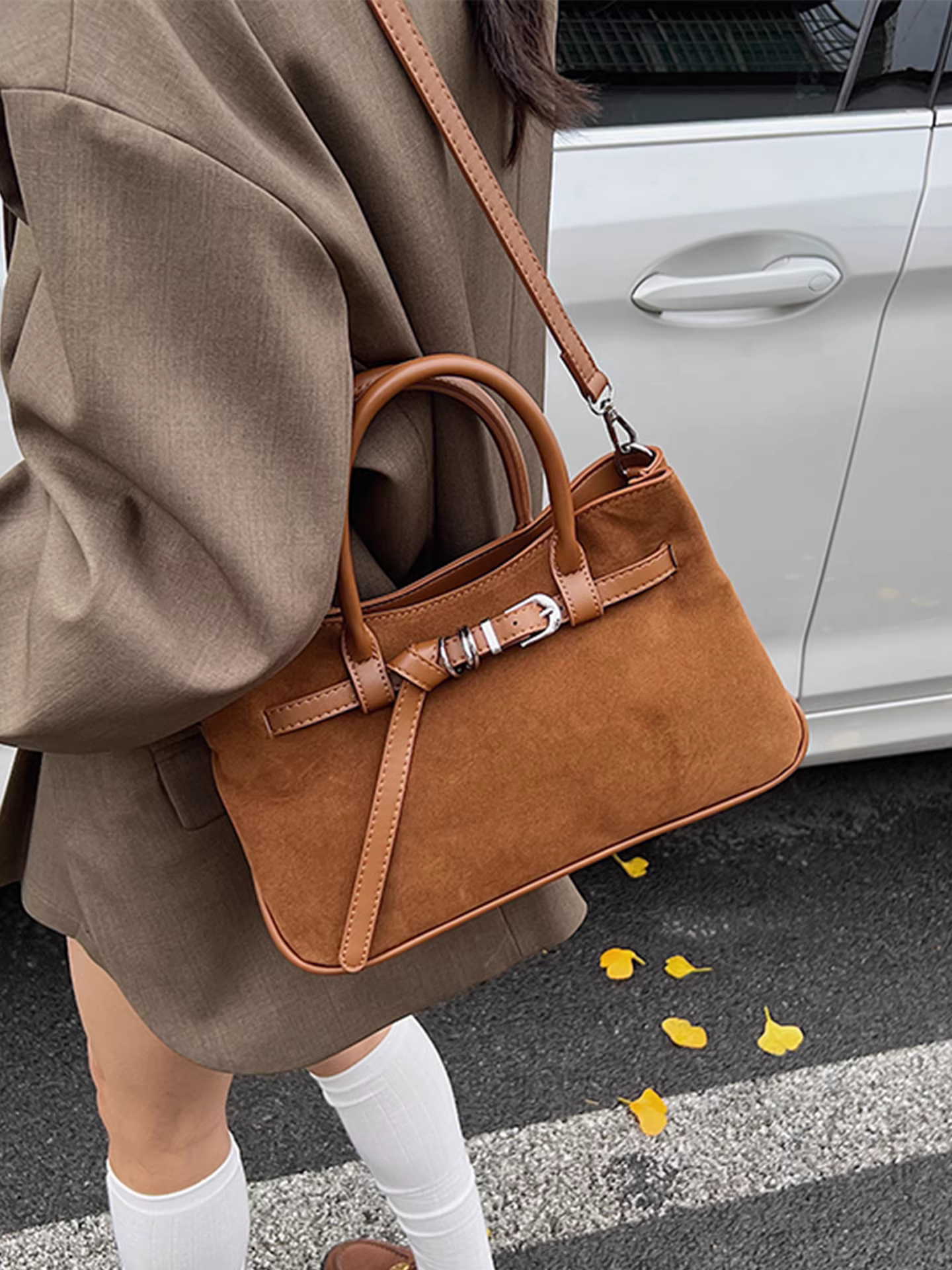 Túi da lộn retro nữ, dung tích lớn, mẫu mới thu đông 2025, đa năng đeo vai chéo, túi tote đi làm