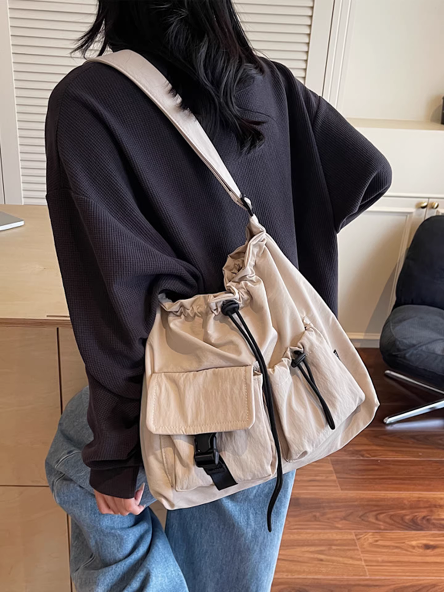 Túi vải canvas nữ, dung tích lớn, mẫu mới hè 2025, đa năng, đeo chéo, đeo vai, túi tote cao cấp đi làm