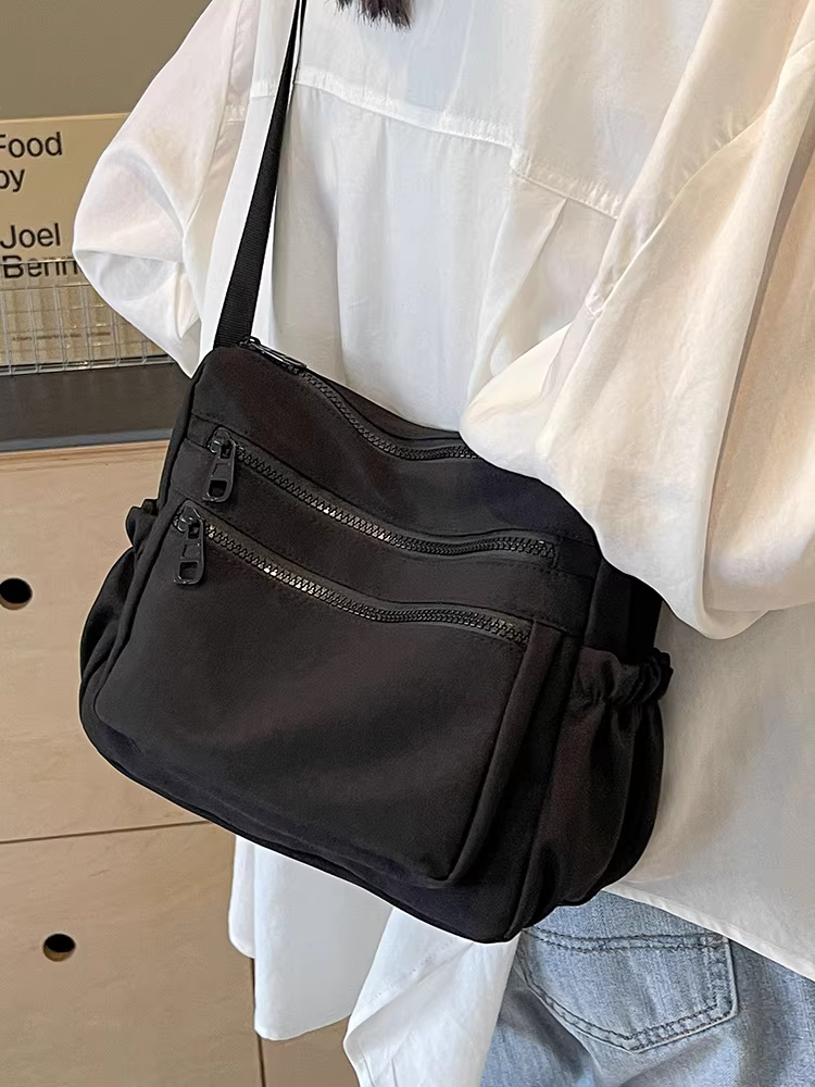 Túi vải nylon đeo chéo nữ kiểu dáng thu đông 2025, dung tích lớn, đa năng, thời thượng, túi vuông nhỏ đeo vai