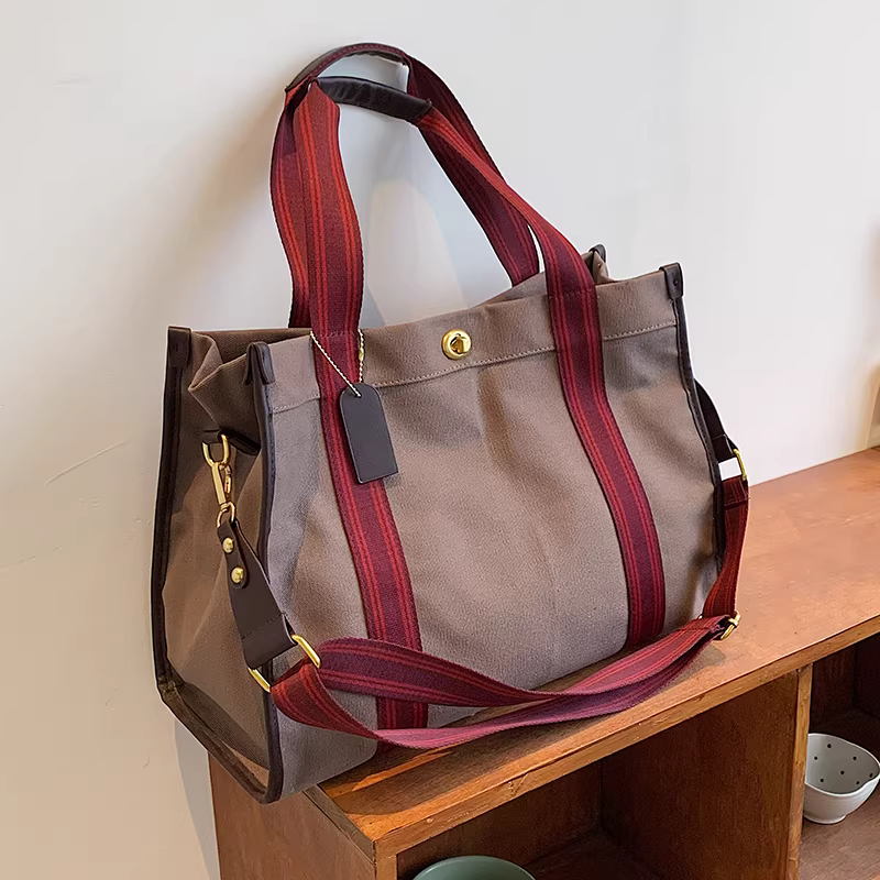 Túi vải bố cỡ lớn dành cho nữ, kiểu dáng mới 2025, túi xách độc đáo, thích hợp cho đi học và đi làm, túi đeo chéo