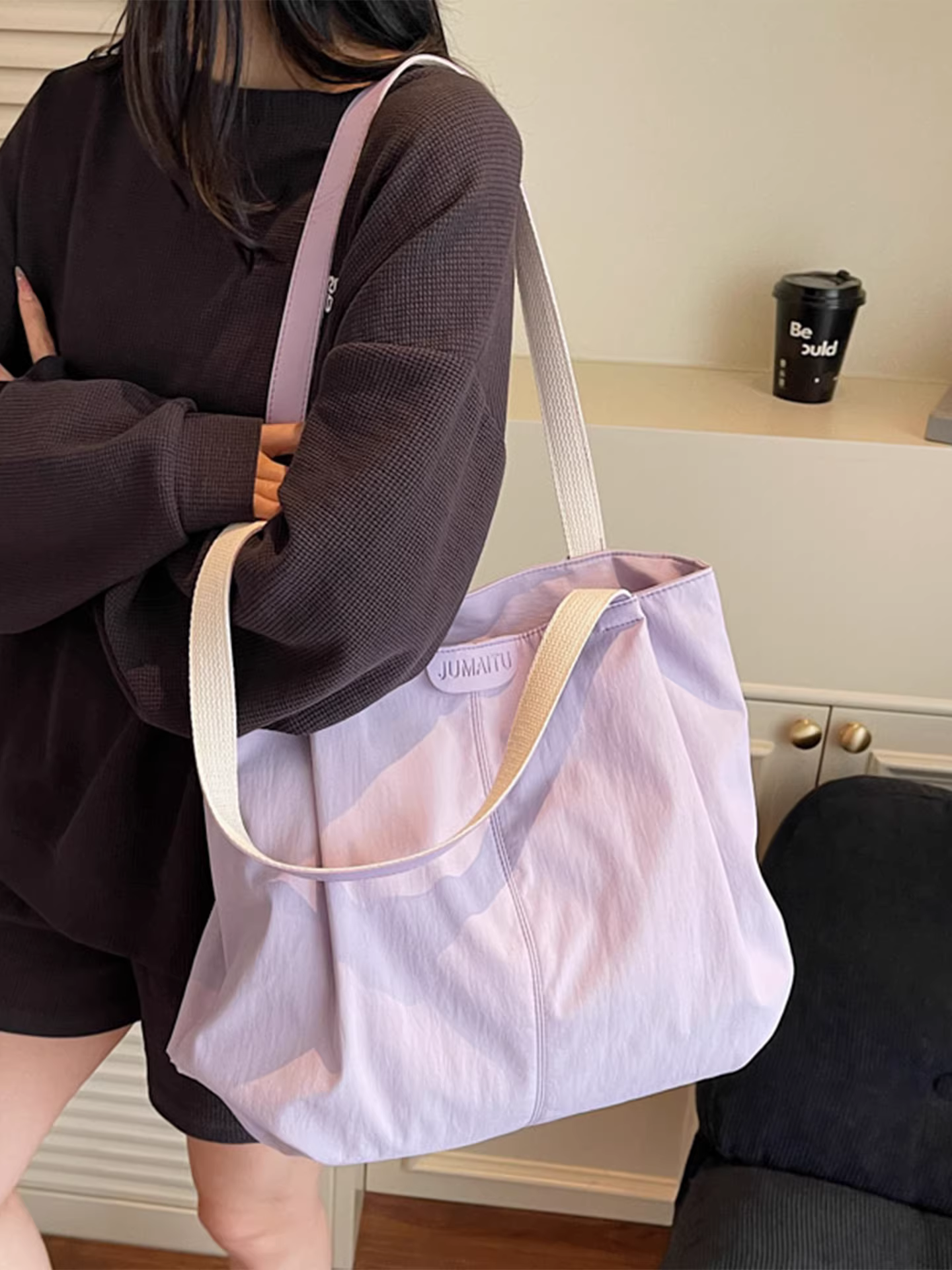 Túi vải canvas nữ, dung tích lớn, kiểu dáng mới 2025, đa năng, túi đeo vai đơn giản, túi tote dành cho sinh viên đi học.