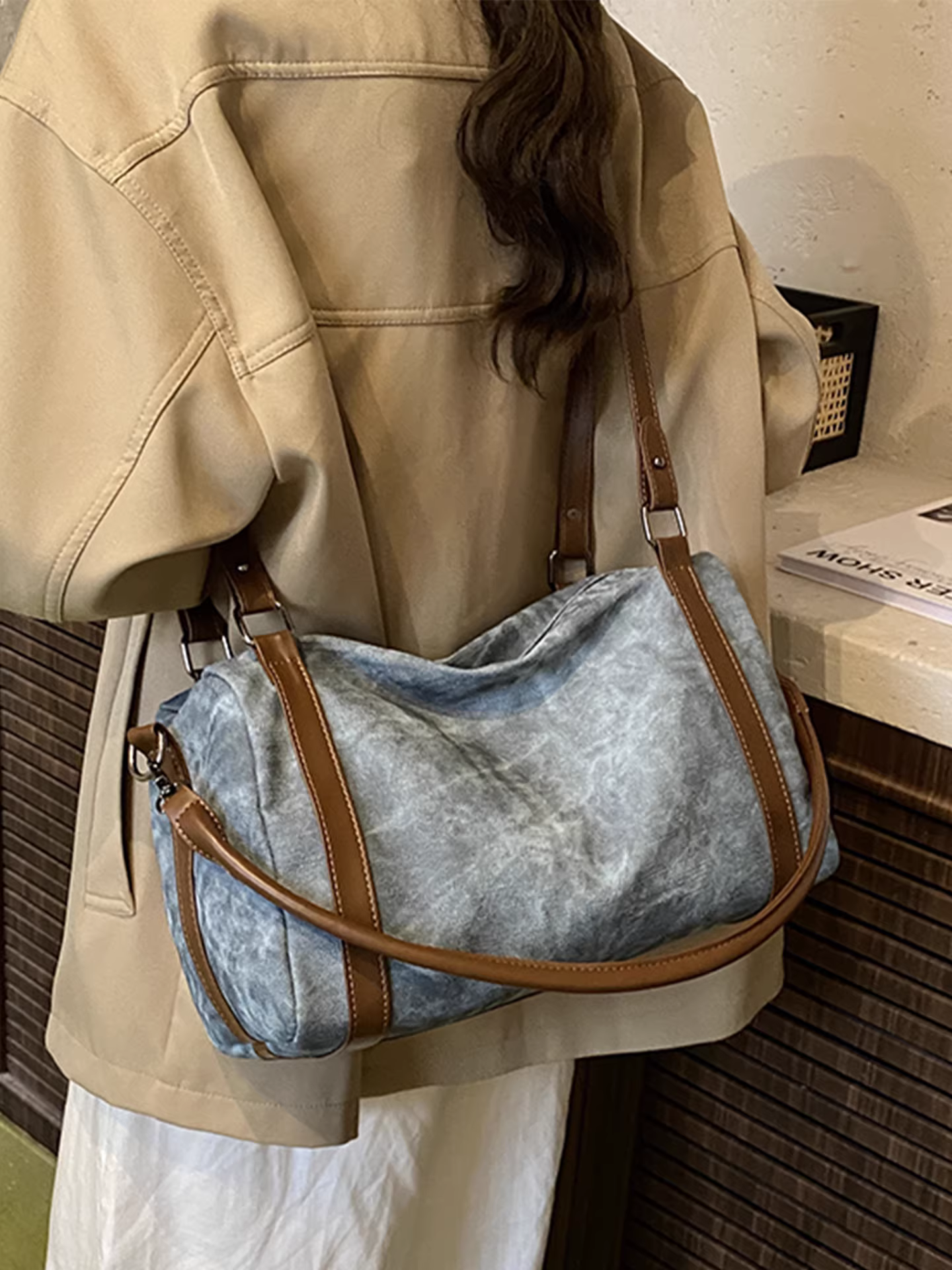 Túi đeo chéo nữ retro dung tích lớn, mẫu mới thu đông 2025, đa năng, đeo vai, đeo nách, đi làm, kiểu dáng gối