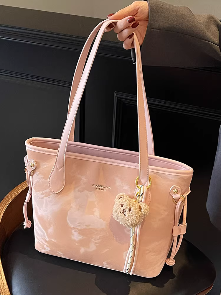 Túi xách nữ cỡ lớn mùa hè 2025 đa năng đeo vai/nách, kiểu dáng giản dị, chất liệu có vân, thích hợp đi làm, đi chơi