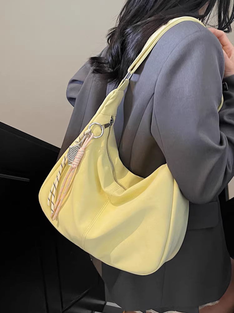 Túi da mềm đơn giản, dung tích lớn dành cho nữ, mẫu mới 2025, thời trang đa năng, đeo vai, đeo chéo, kiểu dáng bánh bao, tiện dụng đi làm