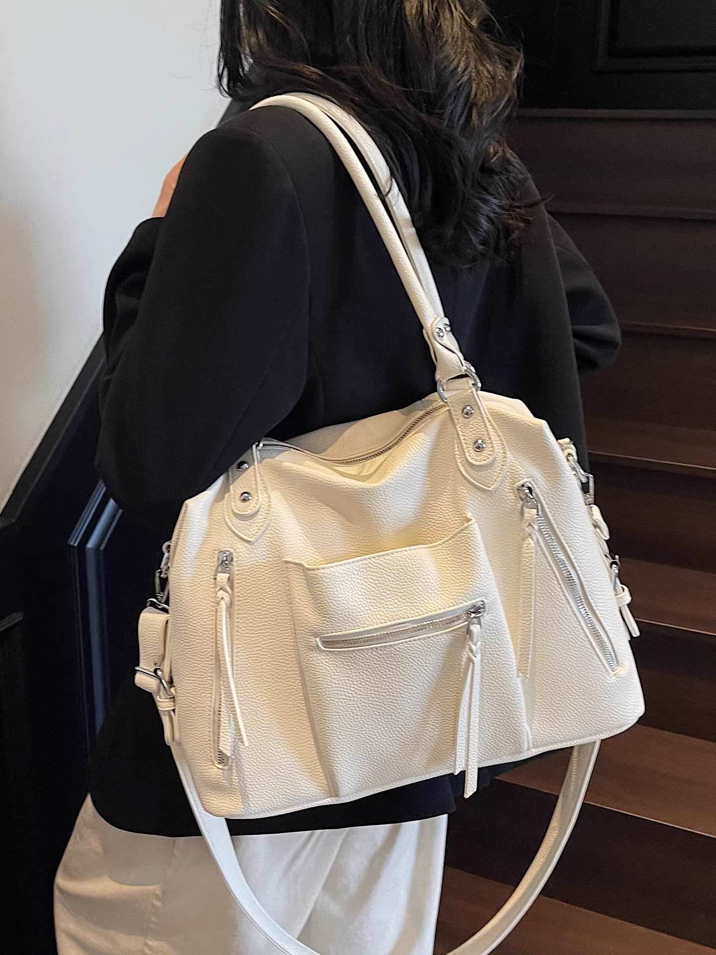 Túi xách nữ cỡ lớn, mẫu mới hè 2025, phong cách retro giản dị, đeo chéo, kiểu Hàn Quốc, túi tote đi làm, đi học