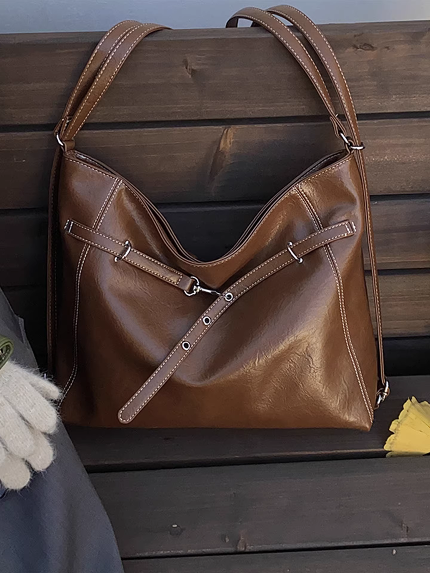 Túi tote retro nữ, dung tích lớn, mẫu mới thu đông 2025, túi đeo vai/chéo đa năng, balo