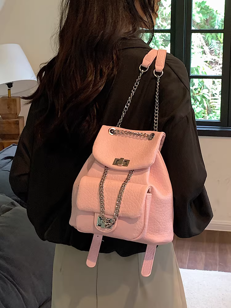 Túi đeo chéo nhỏ phong cách Hàn Quốc 2025, balo dây xích mới dành cho nữ, balo học sinh đa năng cao cấp, balo du lịch kiểu xô