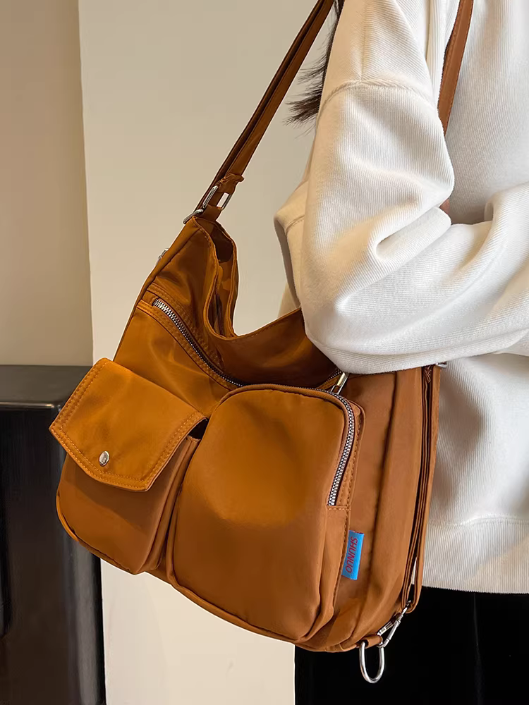 Túi vải nylon dành cho nữ, sức chứa lớn, túi đeo chéo đa năng mùa thu đông 2025, túi tote đi làm đa chức năng