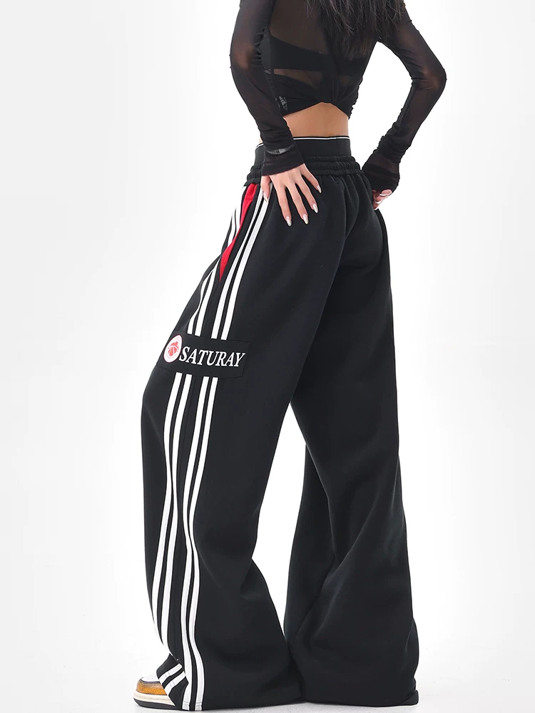 KEN STUDIO Quần thể thao dây rút có dây rút kiểu cổ điển kiểu Mỹ dành cho nữ quần ống rộng dáng rộng thẳng kiểu Mỹ