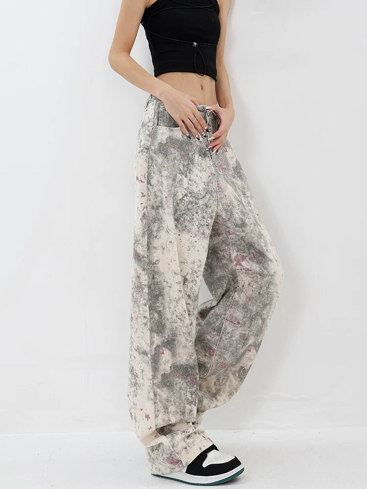 KEN STUDIO phong cách mới mùa hè nguyên bản của Mỹ quần jean ống rộng dáng rộng kiểu dáng rộng thùng thình kiểu dáng rộng thùng thình