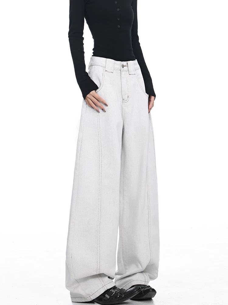 Quần jeans dáng rộng ống rộng phong cách đường phố mùa thu 2025 của KEN STUDIO, kiểu Mỹ cổ điển, thiết kế phá cách dành cho nữ