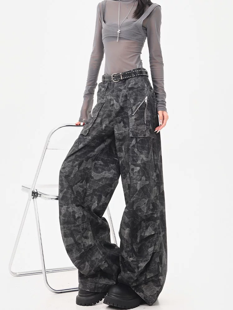 KEN STUDIO mùa hè quần công sở phong cách Mỹ mới dành cho nữ, quần kiểu dáng cổ điển dáng rộng, quần ống đứng kiểu dáng cổ điển