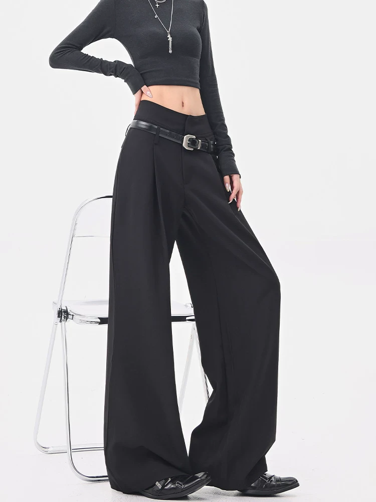 KEN STUDIO Quần tây ống rộng cao cấp mùa hè và mùa thu mới dành cho nữ, quần cạp cao, dáng rộng, quần thường ngày giúp giảm béo